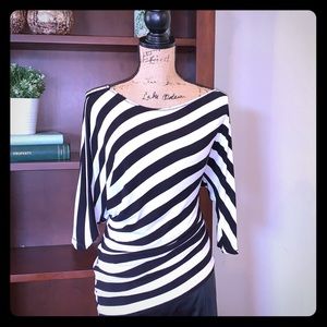 Asymmetrical Boat Neck Dolman Sleeve Top Large